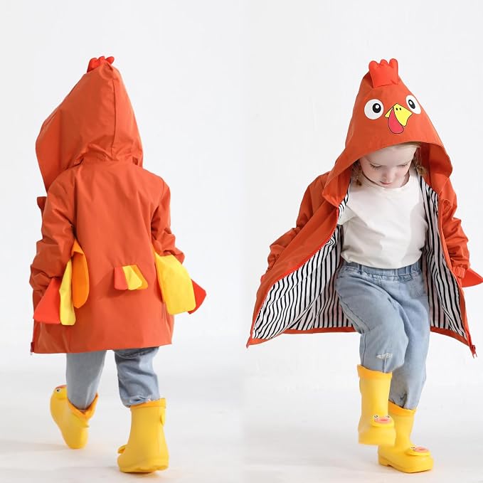 YOUNGER TREE Toddler Baby Boy Girl Duck Raincoat Cute Cartoon Hoodie Zipper - Image 3