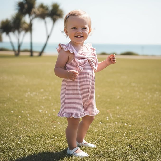 Little Girl Romper Toddler Overalls Summer Bow Jumpsuit Boho Outfit 6M-5T - Image 6