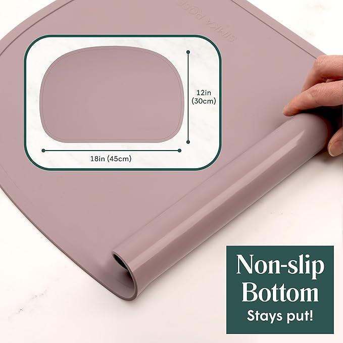 Simka Rose Silicone Baby Placemats That Stick to Table - Non Slip with Raised Edges - For Toddlers and Kids - Dishwasher Safe (Lilac)