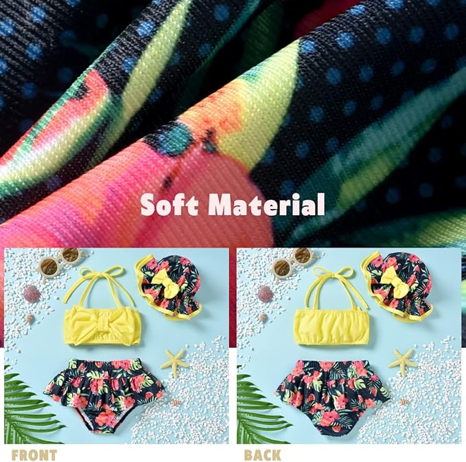 Aalizzwell Baby Girl 2-Piece Bikini Swimsuit with Hat