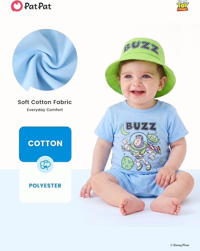 Disney Baby Boy's 2-Piece Romper and Sun Hat Outfit Set Newborn to Infant - Image 4