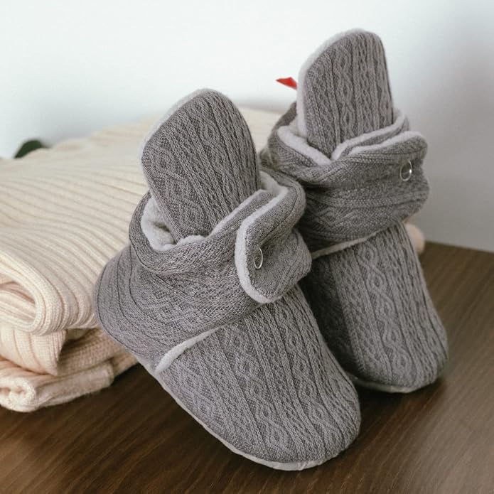 ohsofy Newborn Baby Cotton Booties Stay On Slipper Winter Warm Soft Shoes - Image 3