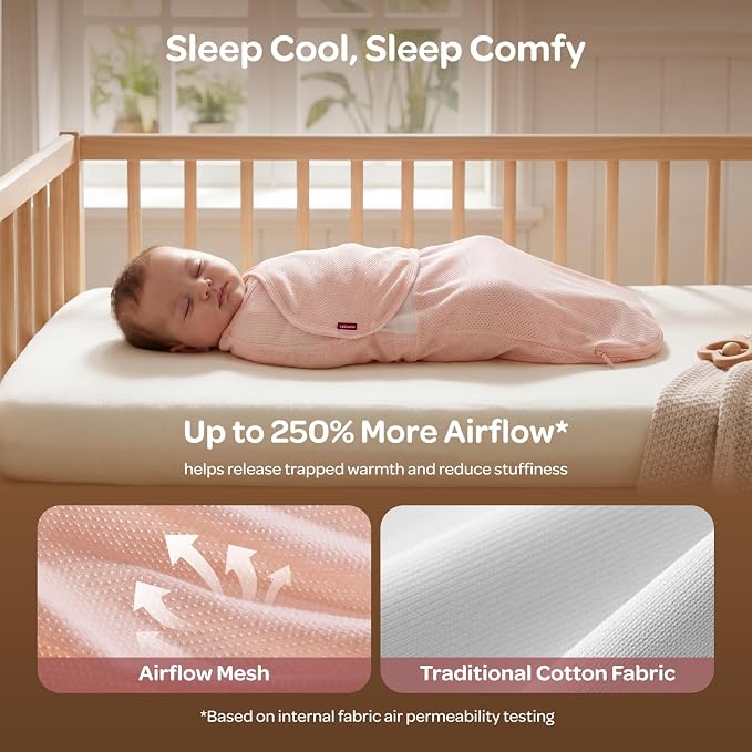 Momcozy Airflow Baby Swaddle, 100% Cotton Lightweight & Ultra Breathable | Ideal - Image 3