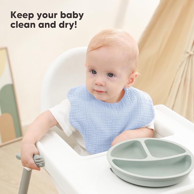 Bearmoss Muslin Baby Bibs for Drooling & Teething Cotton Drool Bib 6 Pack | - Image 2