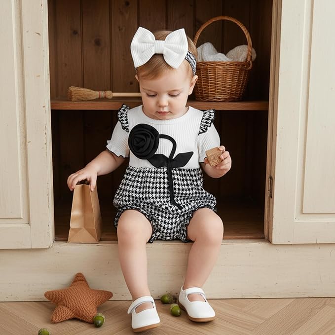 Giraropa Newborn Baby Girl Clothes Smocked Bubble Romper Dress + Socks + - Image 5