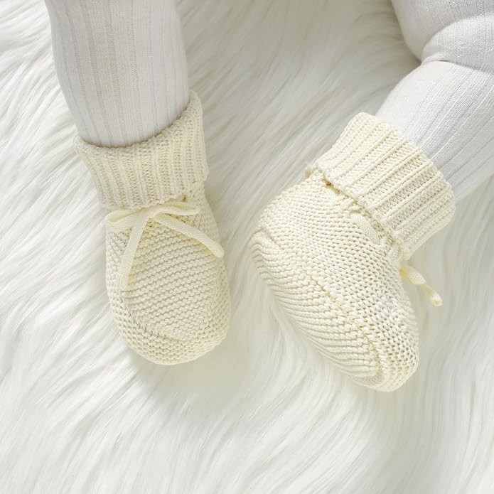Hadetoto Baby Booties Cotton Newborn Boys Girls Shoes Knit Socks | Cozy Warm - Image 4