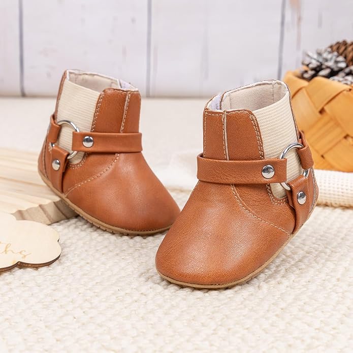 Meckior Baby Girls Cowboy Tassel Boots Side Zipper Moccasins Soft Bottom - Image 4