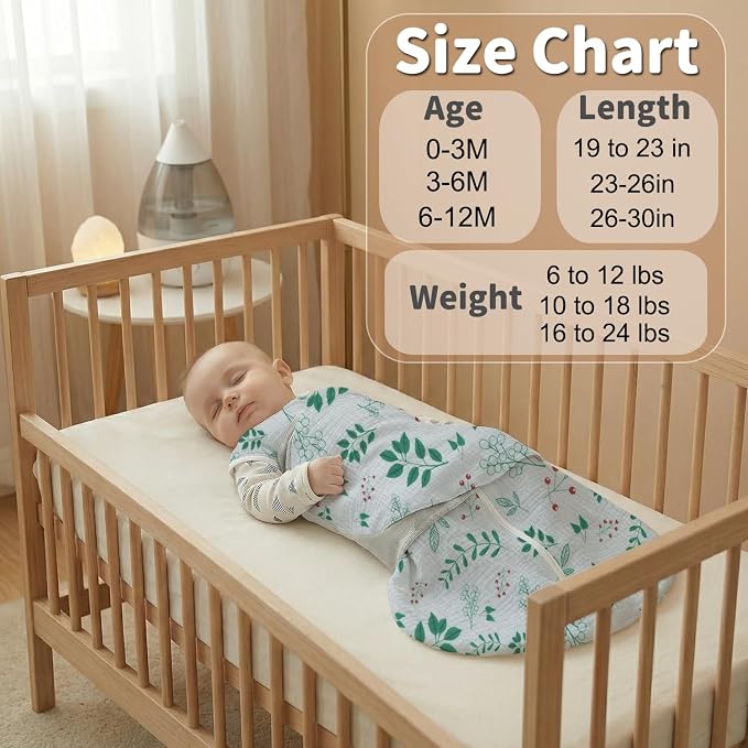 BSTOPPT Newborn Sleep Sack Baby Swaddle, 100% Muslin Cotton, 3-Way Adjustable - Image 3