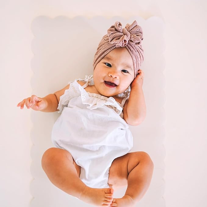 Ava + Oliver Vegan Leather Baby Changing Mat (16 X 30 in) - Multipurpose Wipeable and Portable Diaper Mat - Foldable for Travel (Taupe Scallop)