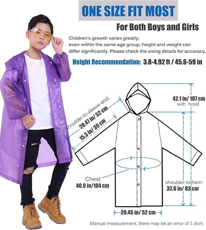 Kids Rain Jacket, 2 Pack Rain Ponchos - Image 2