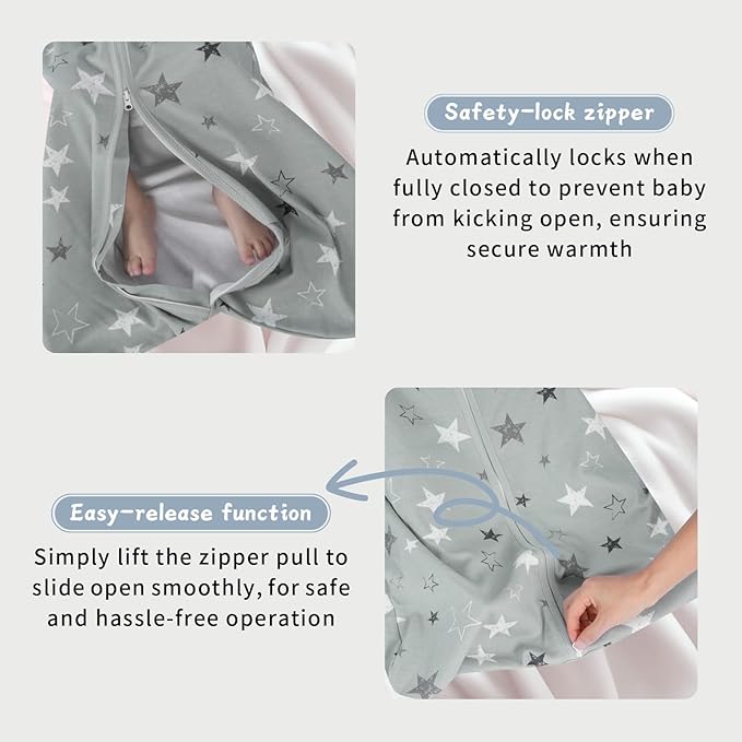 Baby Sleep Sack 0-6 Months,100% Cotton TOG 0.5 Wearable Blanket for Newborn and Infant, 3 Pack 2-Way Zipper Lightweight Sleeping Bags for Toddler