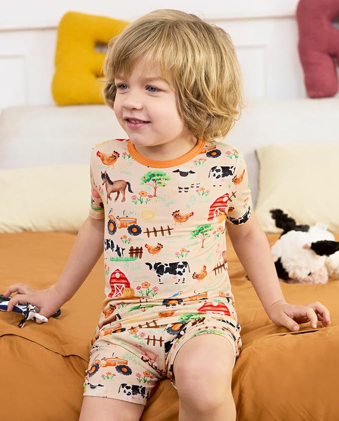 babee Reshinee Bamboo Viscose Toddler Boys Pajamas Set, Short Sleeve Kids - Image 3