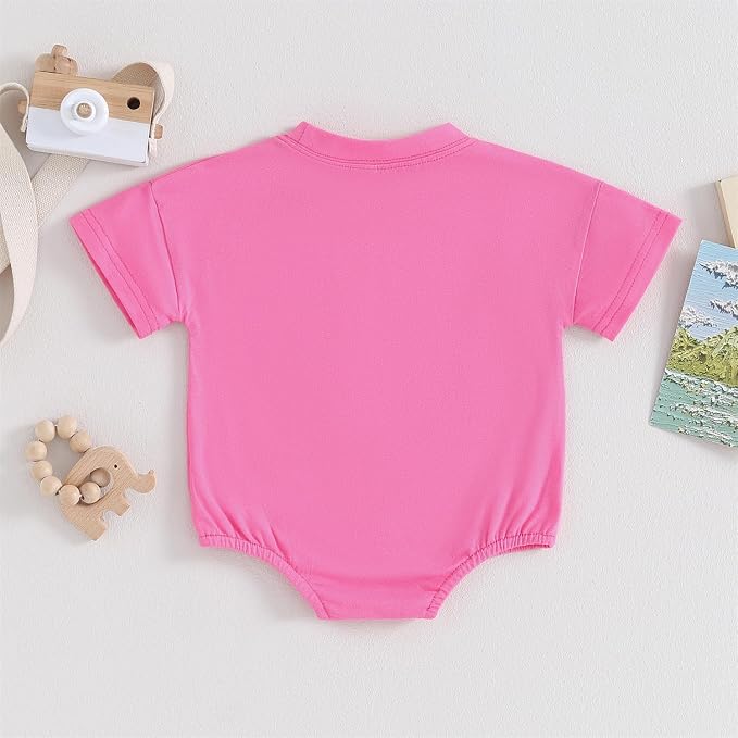 Baby Boy Girl Bubble Romper Infant Plain Oversize T-shirt Bodysuit - Image 2