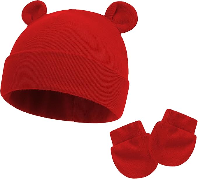 UTTPLL Newborn Hats Mittens Set Toddler Girls Boys Cotton Nursery Hospital - Image 2