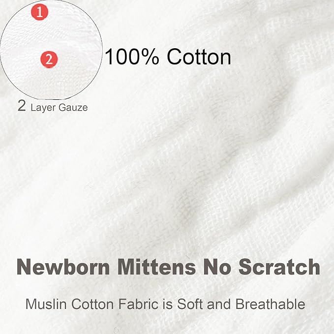 MOMSMENU Baby Mittens Newborn Muslin Soft No Scratch 0-6 Months 6-Pack | - Image 2