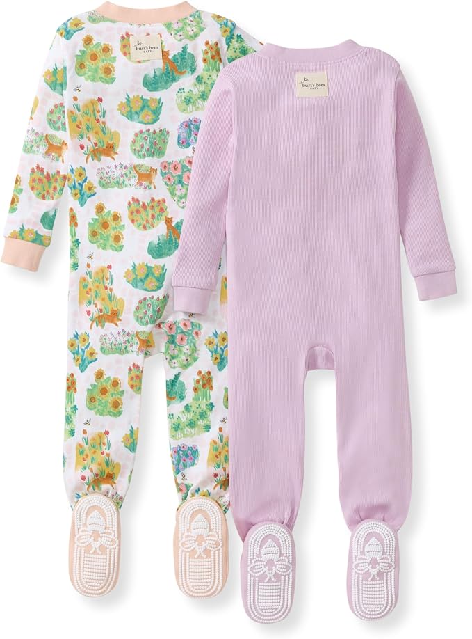 Burt's Bees Baby Girls Organic Cotton, Snug Fit Footed Sleeper Pajamas | - Image 2