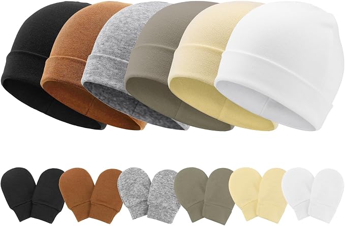 Newborn Baby Hats and Mittens Set Infant Beanie Cap Toddler Gloves Newborn by AQOKKA