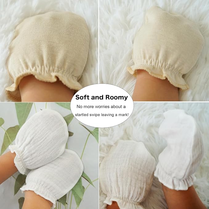 MOMSMENU Baby Mittens Newborn Muslin Soft No Scratch 0-6 Months 6-Pack | - Image 8