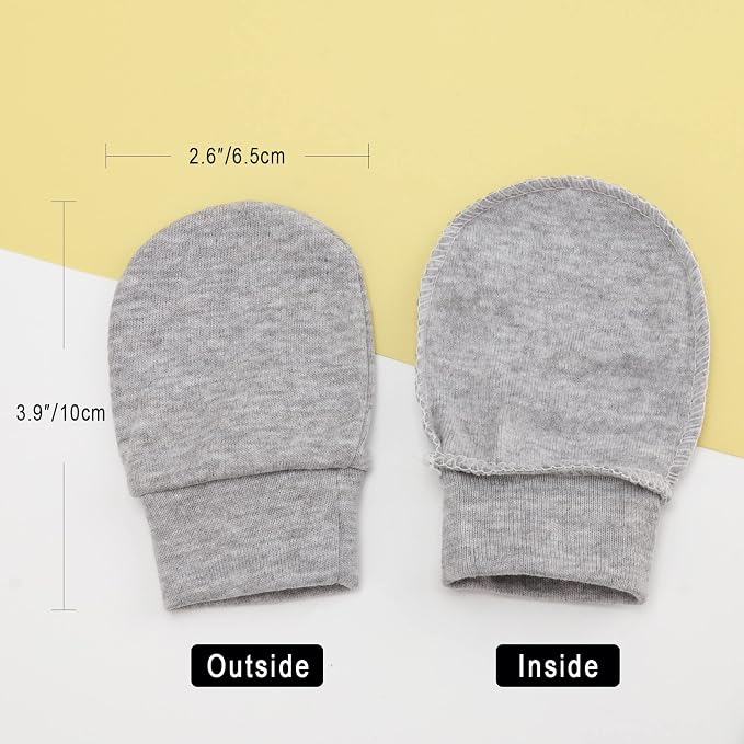 BQUBO Newborn Infant Toddler Mittens No Scratch Cotton Elastic Wrist Gloves - Image 5