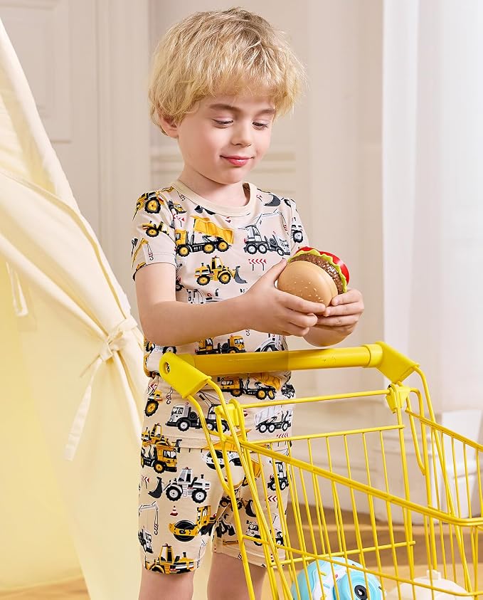 babee Reshinee Bamboo Viscose Toddler Boys Pajamas Set, Short Sleeve Kids - Image 3