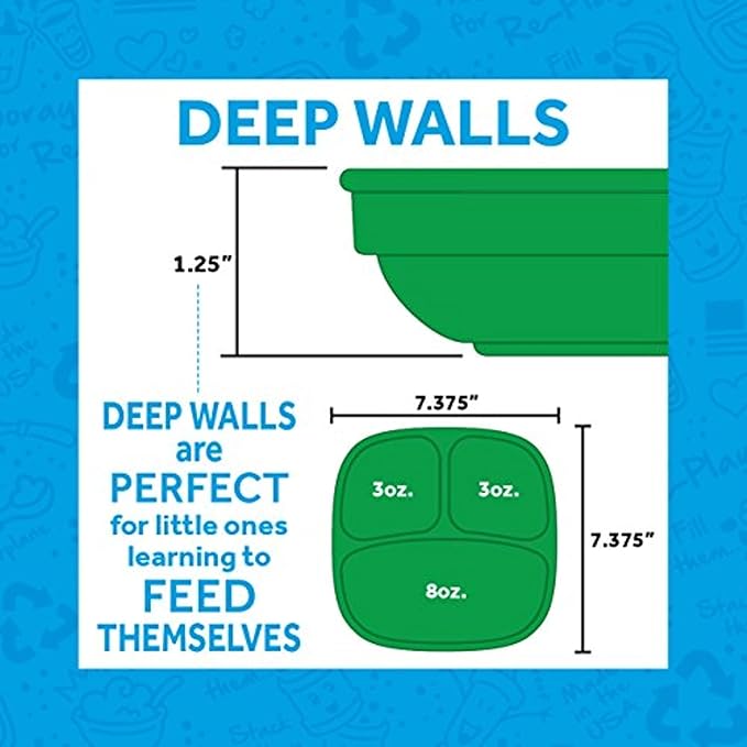 Re-play 3x3 Divided Toddler Plates and Utensils Set - Toddler Forks and Spoons Set - Dishwasher and Microwave Safe - Made in USA - Butterfly