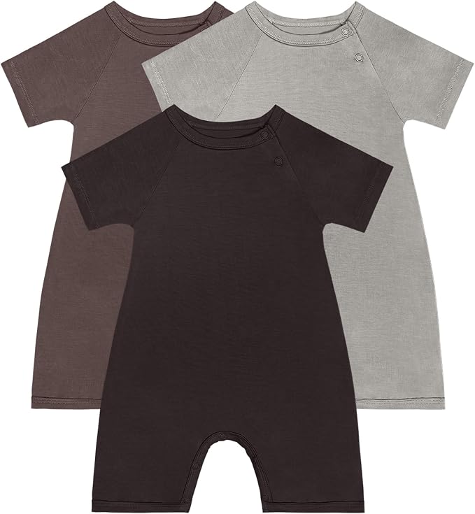 GUISBY Baby Romper 3-Pack Short Sleeve Rayon of Bamboo Bodysuit Set, 0-24M | by GUISBY