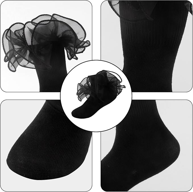 Baby Girl Ruffle Socks Cute Infant Lace Frilly Fancy Dress Socks - Image 7