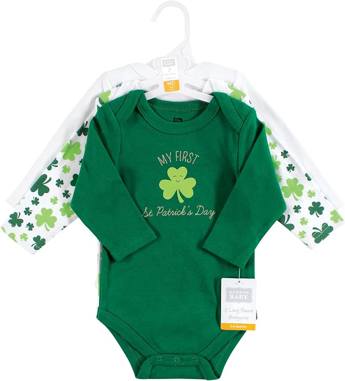 Hudson Baby Baby Girls' Cotton Long-sleeve Bodysuits 3-pack - Image 2