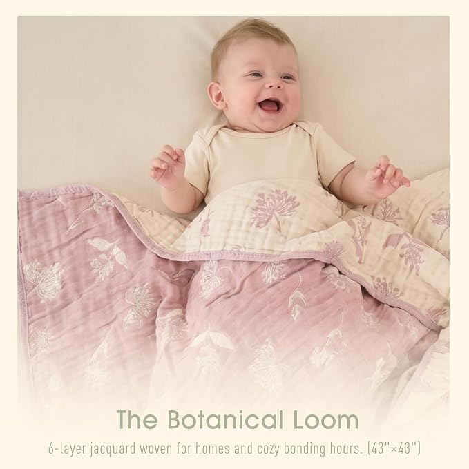 Muslin Baby Blanket, Organic Cotton Blend Jacquard | 43x43 Inches, Reversible - Image 2