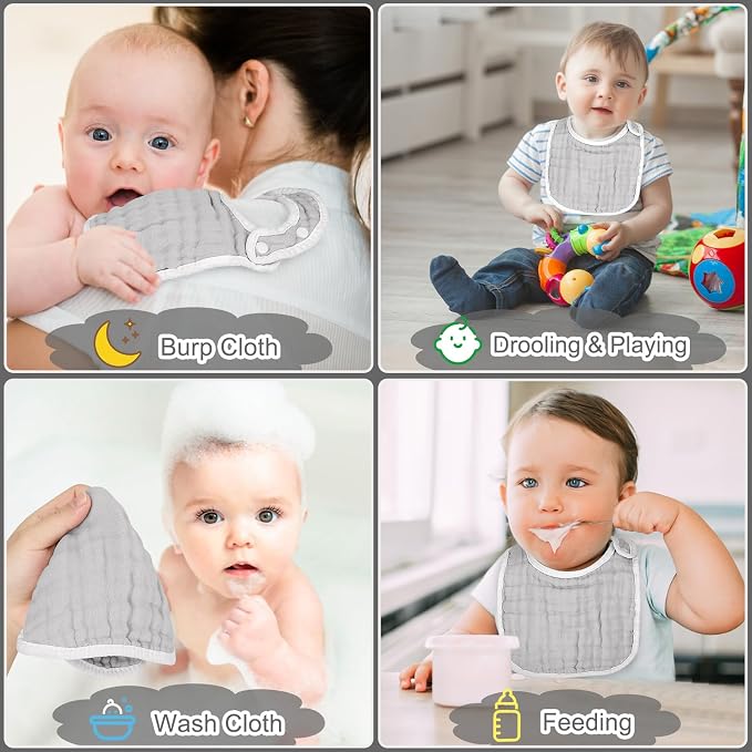 Accmor Muslin Baby Bibs, 6 Pack Soft Cotton Baby Bandana Drool Bibs - Image 6