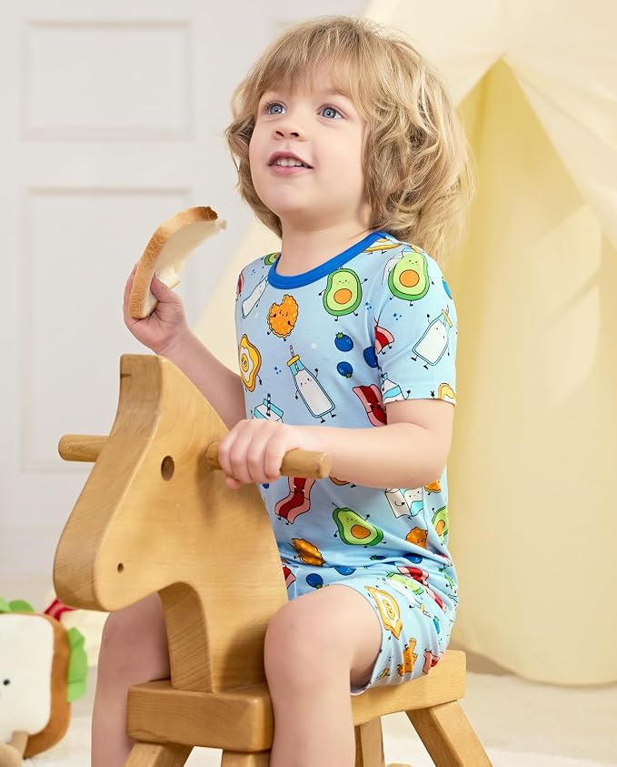 babee Reshinee Bamboo Viscose Toddler Boys Pajamas Set, Short Sleeve Kids - Image 6