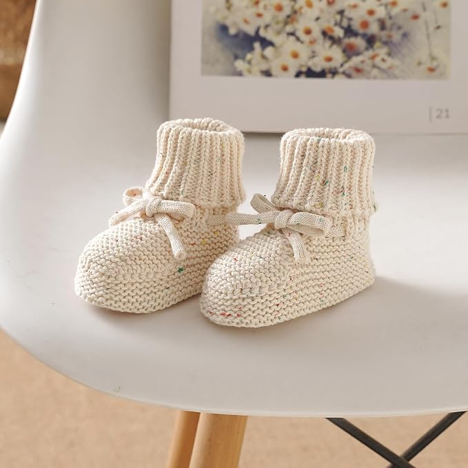 LAWKUL Baby Beanie and Booties 2-Piece Set | Newborn, Knit Hat, Cotton Sock - Image 7