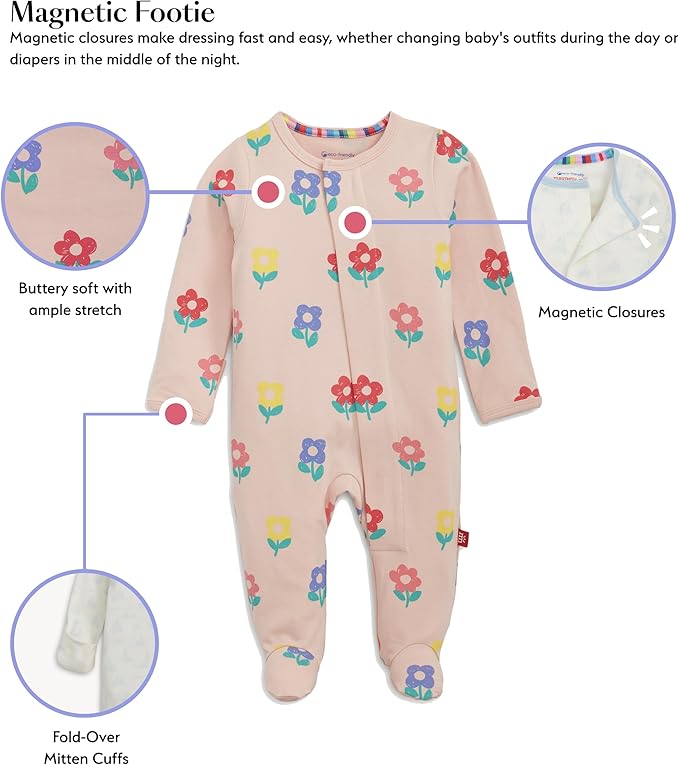 Magnetic Me Cloudstretch 4-Pack Bundle | Magnetic Baby Footie Pajamas - Image 2