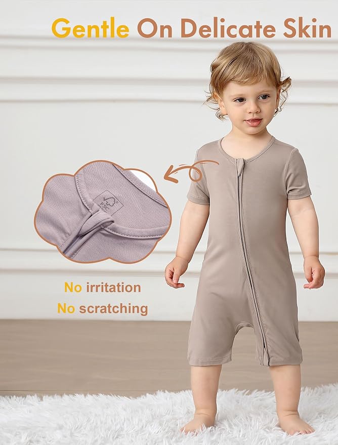 JunNeng Short Sleeve Romper, Rayon from Bamboo Baby Boy Sleeper Jumpsuit - Image 3