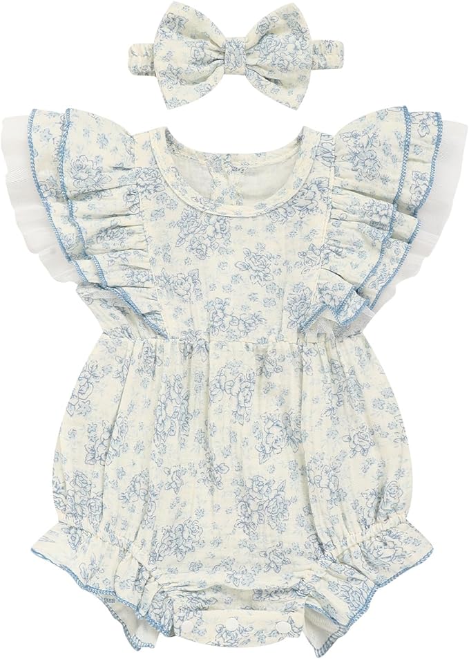 TITKKOP Ruffle Bubble Romper for Baby Girl | One-Piece Shorts Jumpsuit | Summer by TITKKOP