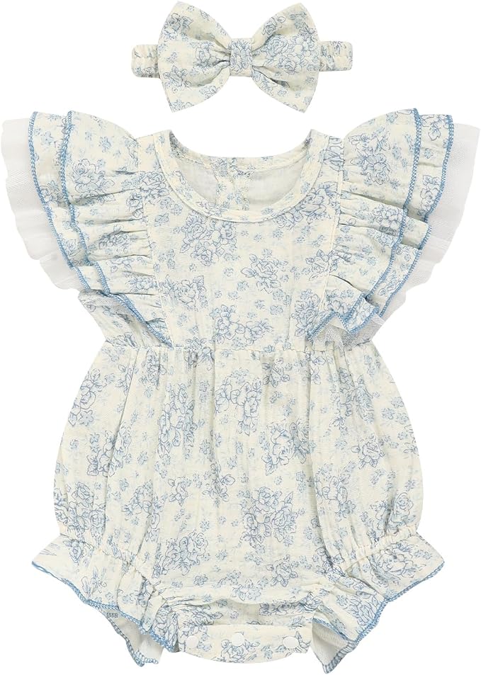 TITKKOP Ruffle Bubble Romper for Baby Girl | One-Piece Shorts Jumpsuit | Summer by TITKKOP