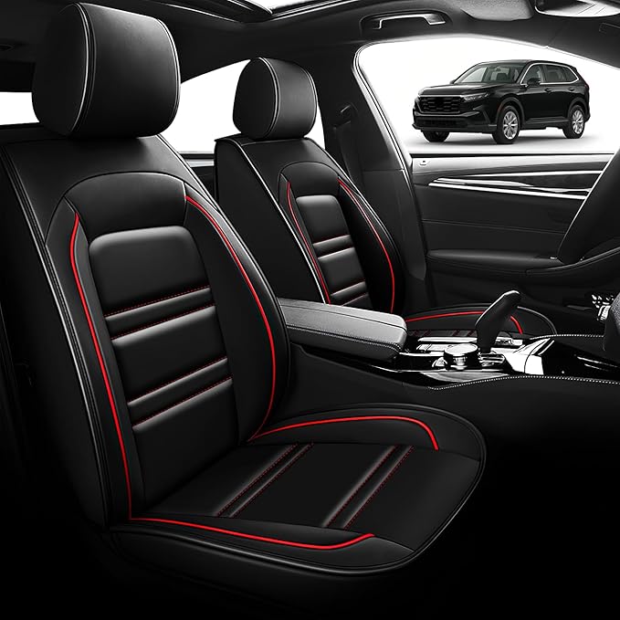 Seat Cover for Honda cr-v 2003-2025 | Car Seat Covers Front Seats, Waterproof Seat Protectors, Automotive Front Seat Covers (Front Seat, Black&Red Line)