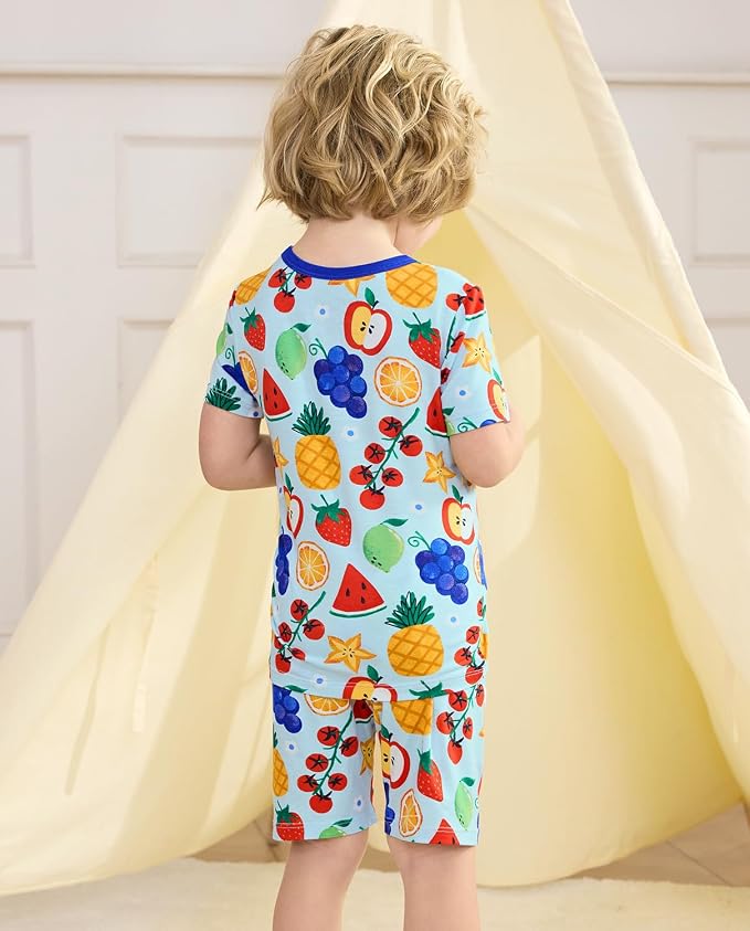 babee Reshinee Bamboo Viscose Toddler Boys Pajamas Set, Short Sleeve Kids - Image 3