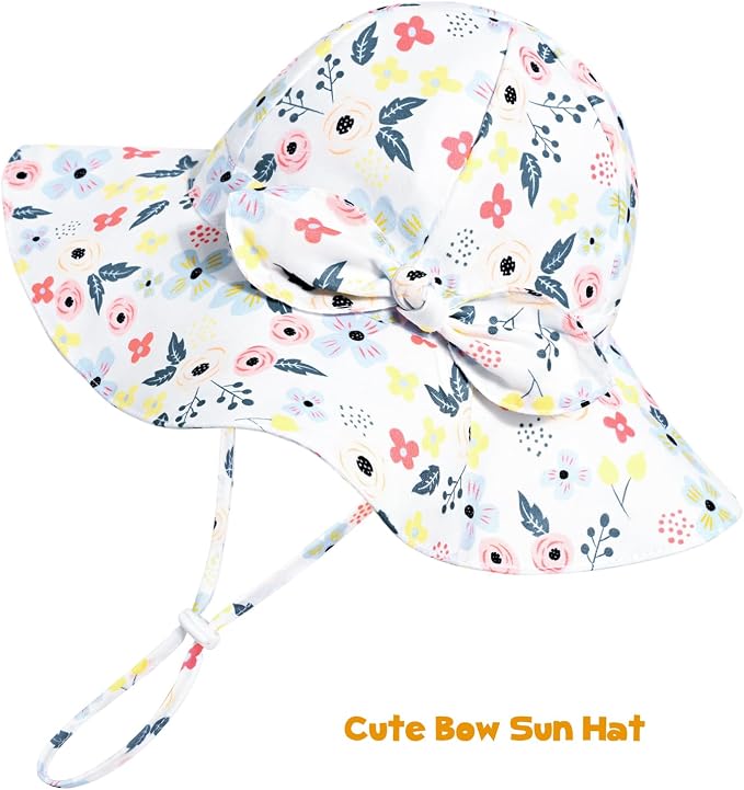 Baby Girl Sun Hat with UPF 50+ Outdoor Adjustable Beach Hat with Wide Brim - Image 6