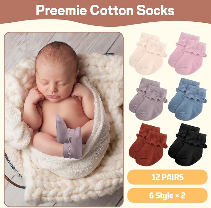 Toulite 12 Pair Preemie Newborn Baby Socks - Image 3