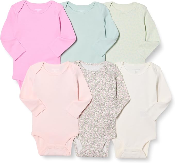 Amazon Essentials Unisex Babies' Long-Sleeve Cotton Bodysuits by AmazonEssentials