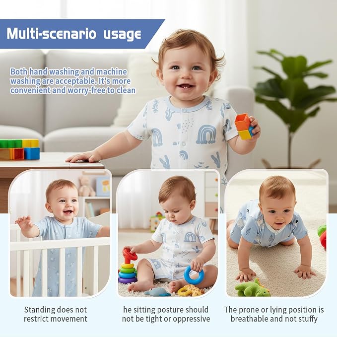 Baby Romper 3-Pack, 100% Cotton Summer Short Sleeve Outfit | Material: 100% - Image 4