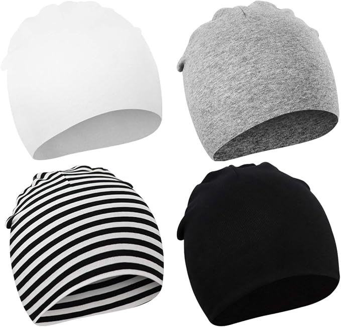 DRESHOW BQUBO 4 Pieces Baby Beanie Newborn Toddler Soft Cute Knit Hat Hospital by DRESHOW