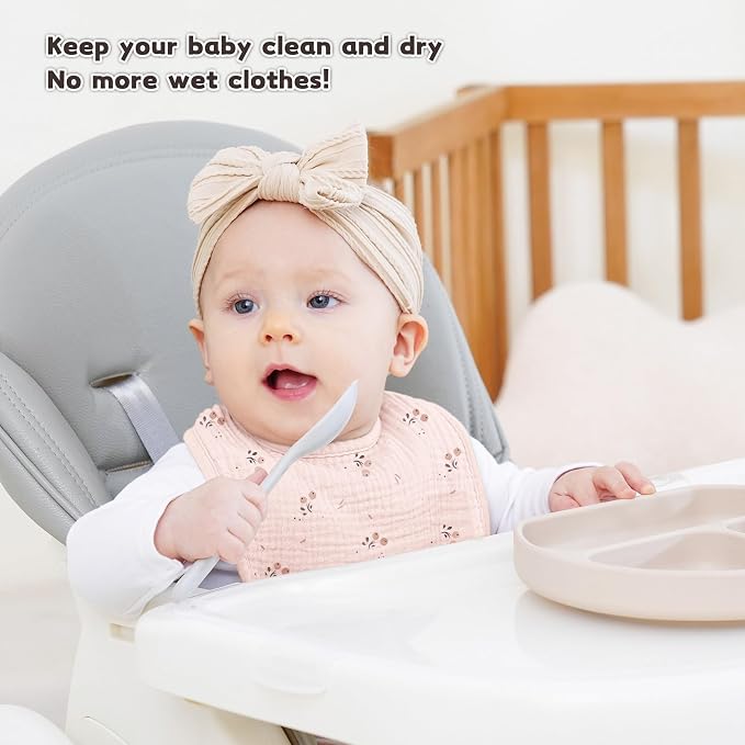 Susurration Muslin Baby Drool Bibs 10Pack Soft Square Adjustable Bandana Bibs - Image 5