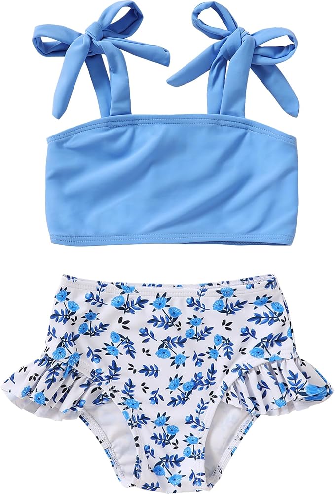 YOUNGER TREE Toddler Girls Two Pieces Swimsuit Color Block Stripe Swimwear Summer Beach Bathing Suit 18M-5T