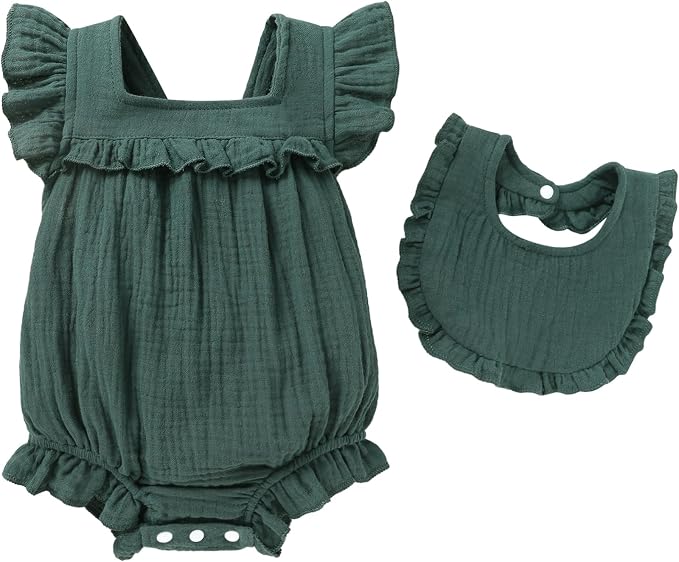 YOUNGER TREE Baby Girl Romper 100% Cotton Ruffle Sleeveless Summer Outfit by YOUNGERTREE