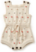 Simplee kids Baby Girl Romper, Sleeveless Pompoms Square Neck | Soft Breathable by Simpleekids
