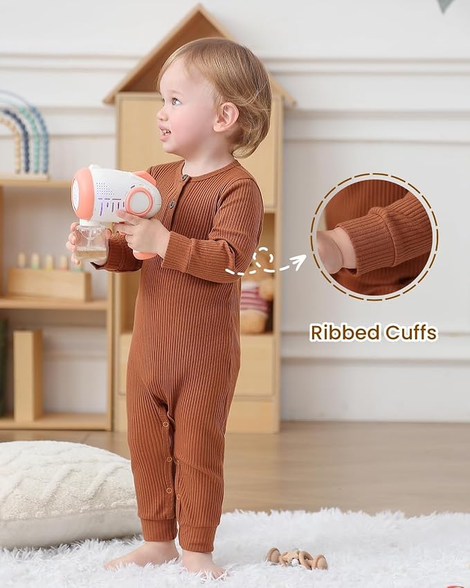 Bafeicao Baby Boy Girl 2/3 Pack Solid Romper Ribbed Short/Long Sleeve | - Image 3
