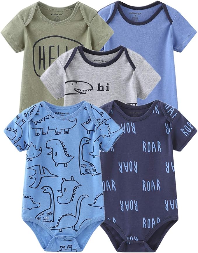 Kiddiezoom Newborn Baby Unisex Cotton One-Piece Bodysuits Baby Gift 5-Pack Baby by Kiddiezoom