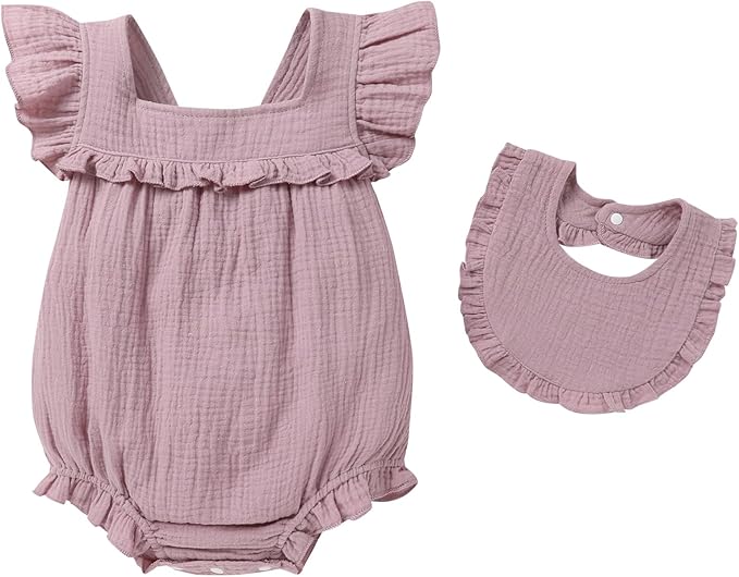 YOUNGER TREE Baby Girl Romper 100% Cotton Ruffle Sleeveless Summer Outfit by YOUNGERTREE